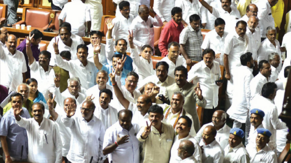 HDK wins Trust Vote with 116 MLAs as BJP walks out